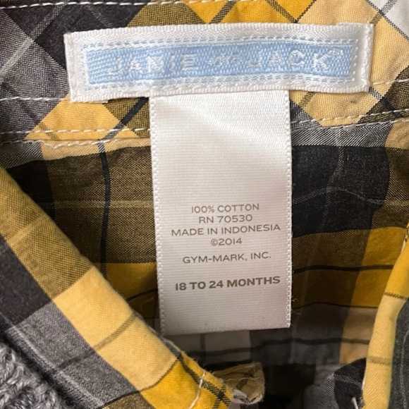 Janie and Jack Plaid Shirt w/Sweater Vest Boys 18-24M Penguin Yellow Grey - Picture 5 of 7